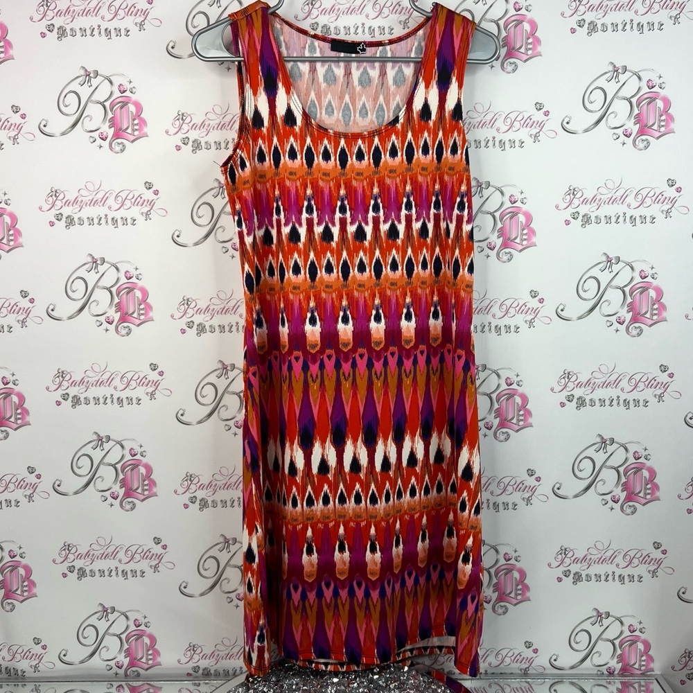 Sears dress Aztec chevron pink Orange and Purple Patterned Midi Dress